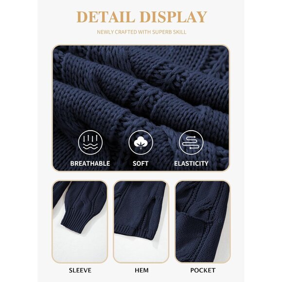 Stylish Long Sleeve Plus Size Cardigan - 100% Acrylic Fall Essential 1X-5X - Picture 5 of 5